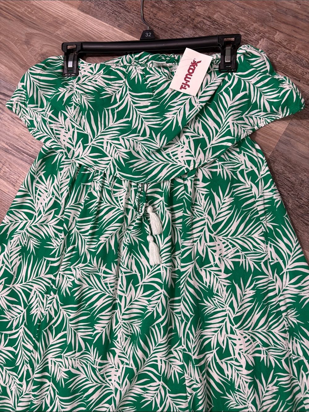 🆕 👗 🌱 Tropical Green Print Maxi Skirt with Waist Tie - Picture 4 of 5